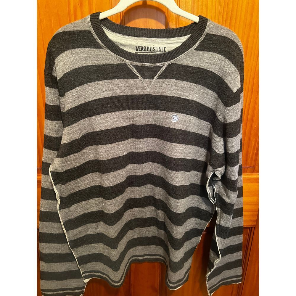 Aeropostale Striped Pullover Sweater Long Sleeve Crew Neck Top XL‎